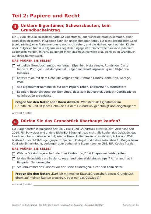 Seite 5: Papiere und Recht